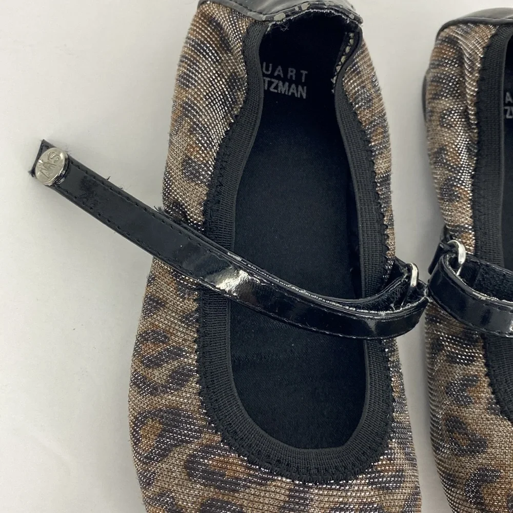 Stuart Weitzman Pali Casey Toddler Girl Sz 11 Leopard Print Ballet Flats Shimmer